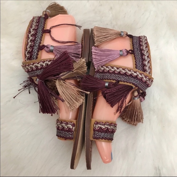 Topshop Fiji Fringe Boho Sandals Size 36 - Picture 4 of 6